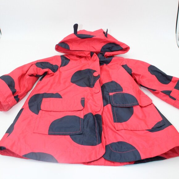 Carter’s Toddler Girl's 3T Lady Bug Raincoat Jacket Red Black Snap-Front Hooded - Picture 1 of 6